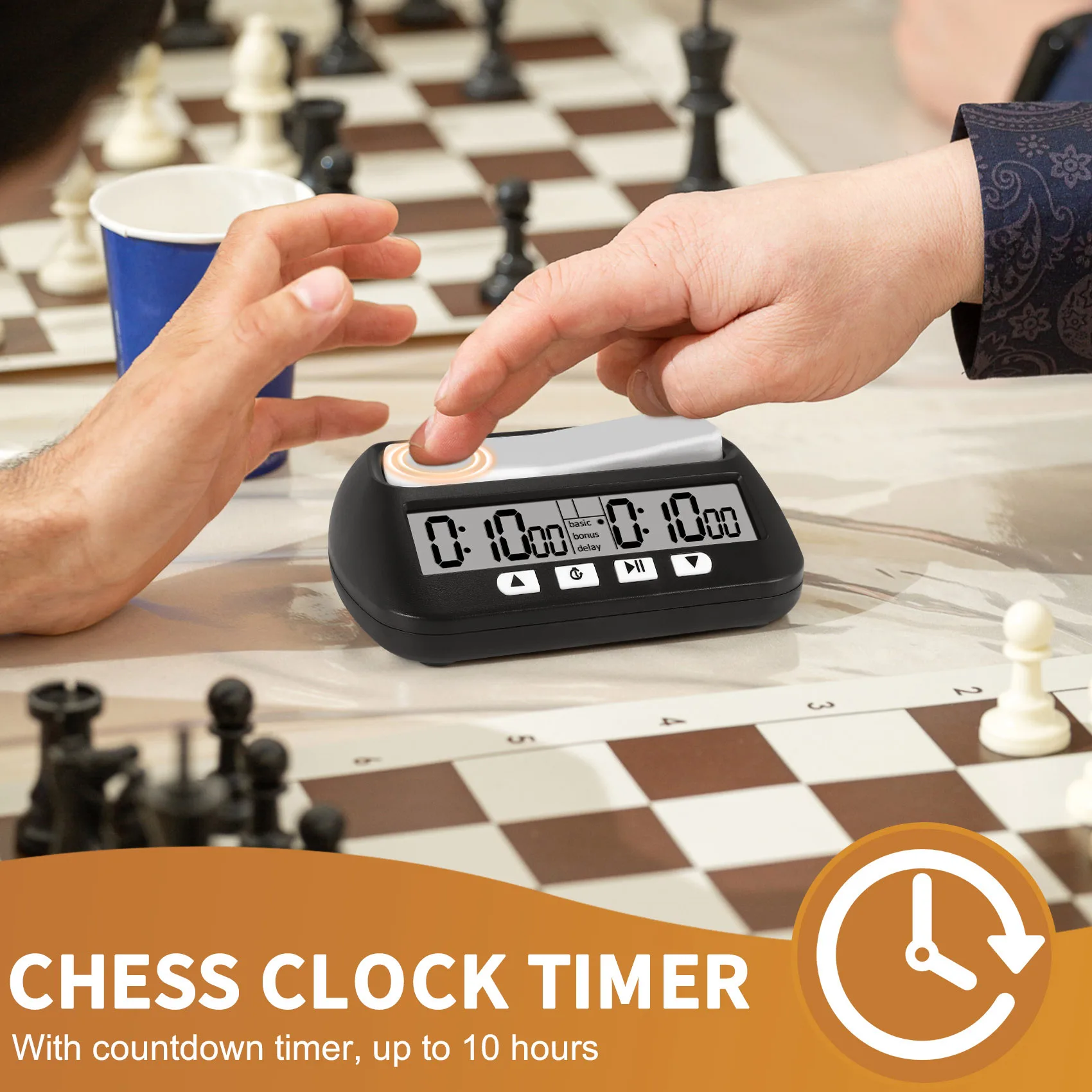 

153ishan Шахматные часы, Цифровой шахматный таймер и игровой таймер, Многоцелевые портативные профессиональные часы 3-в-1, черные