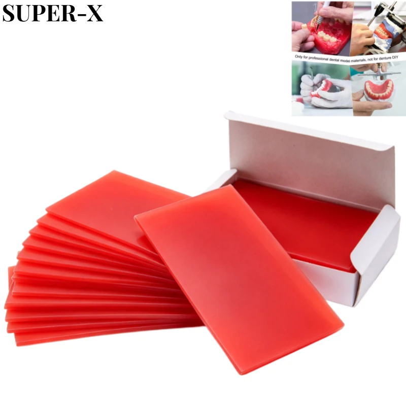 Dental Red Base Plate Wax Sheets 1.3mm 1.5mm Dental Lab Modeling Wax for False Teeth Making Seasonal Tech Auxiliary Material