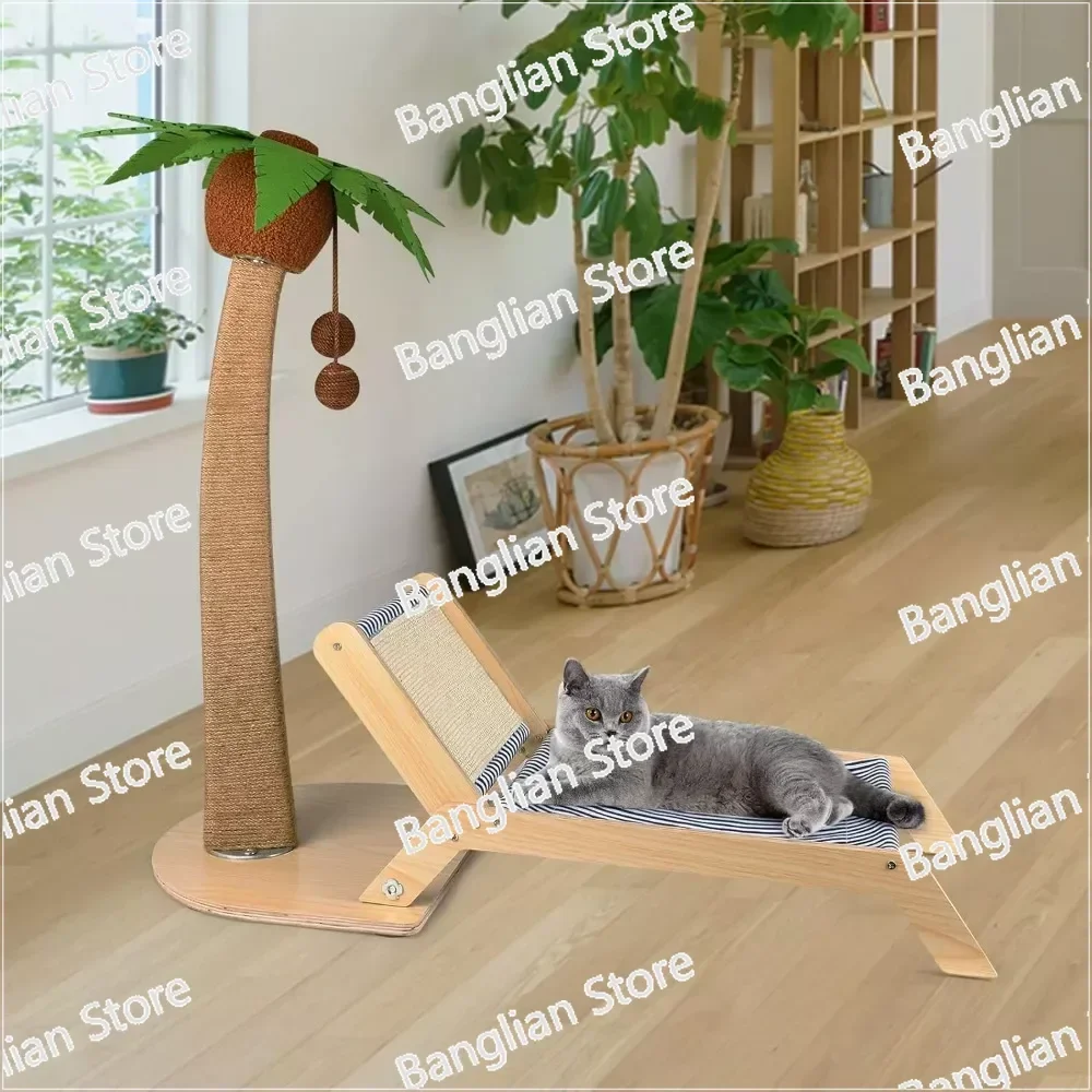 Tall Cat Scratcher Post with Bed and Chair ,Sisal Rope Scratching Post, Lounge,Pet Products, 29.5 in