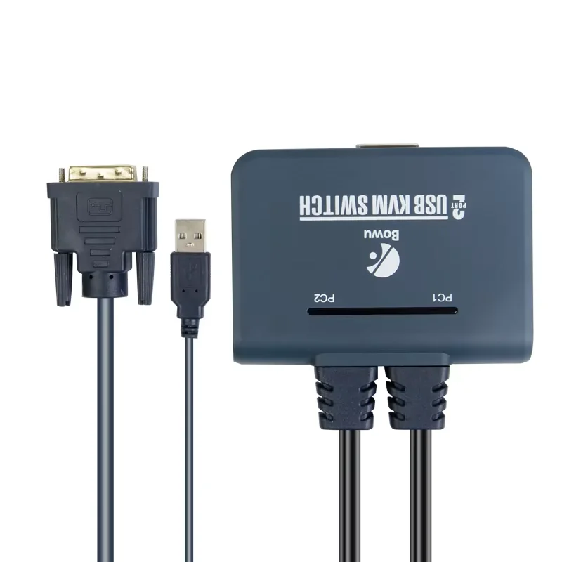 DVI Switch dengan saklar kontrol kabel, Mouse USB 2 In 1 Out dan Monitor Keyboard berbagi HD layar komputer saklar Kvm