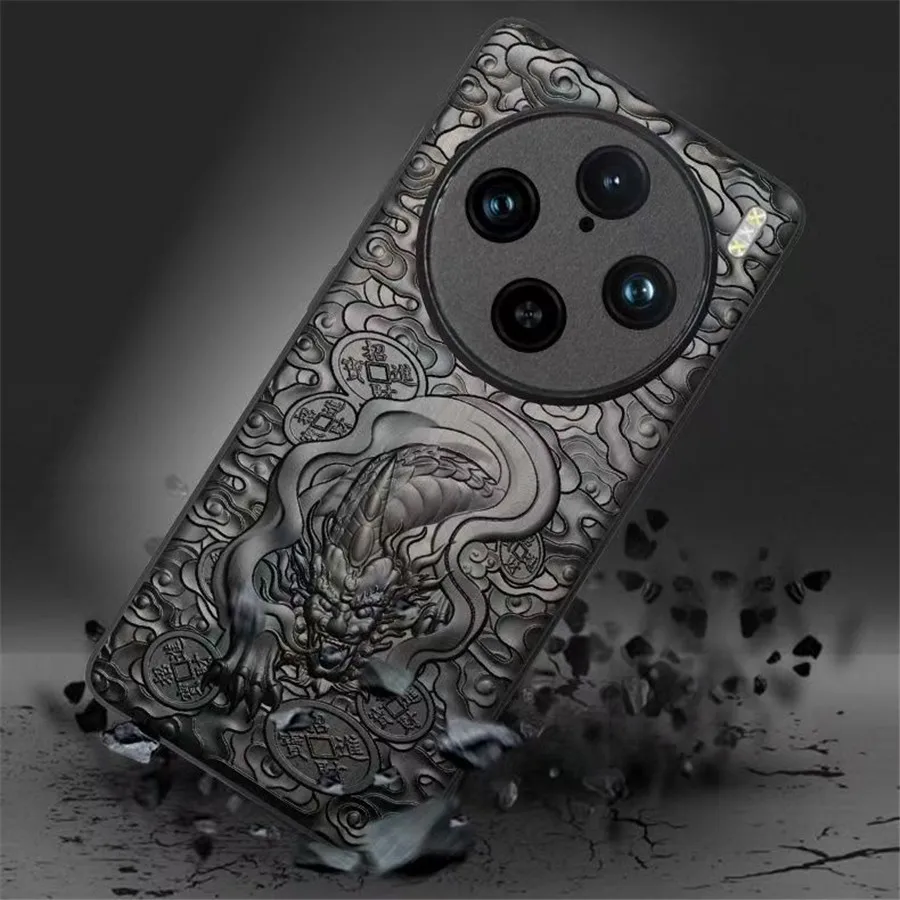 Luxury Stereo Carved Ebony Phone Case for VIVO X200 Pro Shell for VIVO X200 Pro Mini Wood Silicone Phone Cover