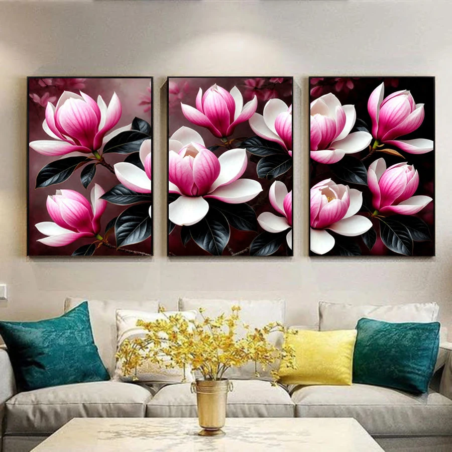 

Orchid Picture Diy Diamond Painting Triptych Flowers Full Square Round Drill Mosaic Embroidery Kits Wall Decor 3 Pieces/Set