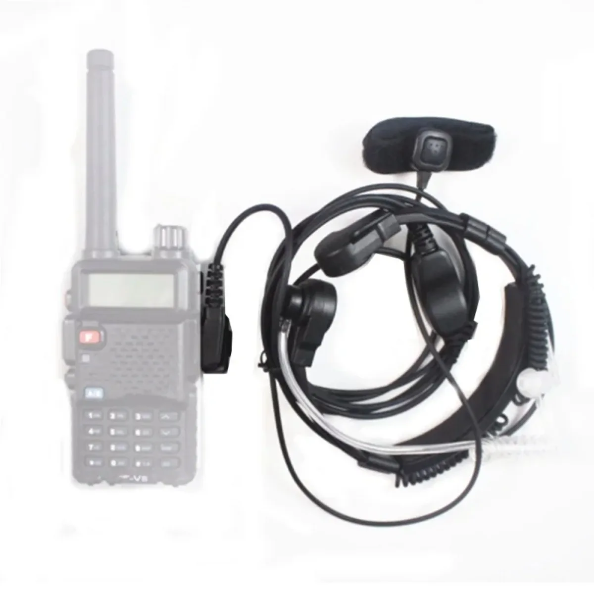 2 Pin Covert Acoustic Tube Earpiece Adjustable Throat Mic & Finger PTT Key for Baofeng UV5R Kenwood WOUXUN Radio Headset