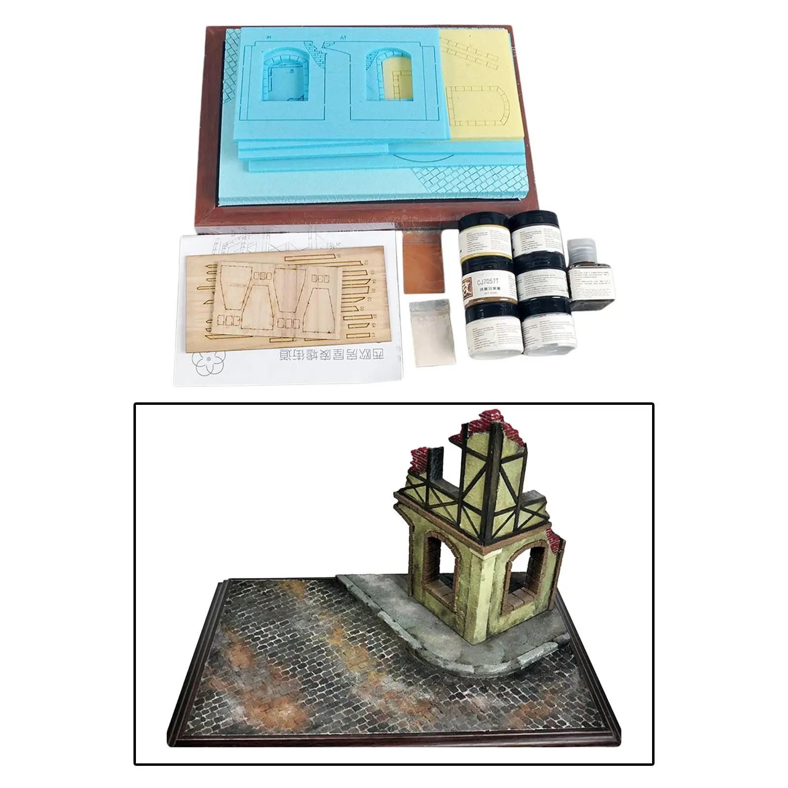 Demontage bouwmodelsets Ruïnes House 1:35 miniatuur 3D-puzzels lay-out