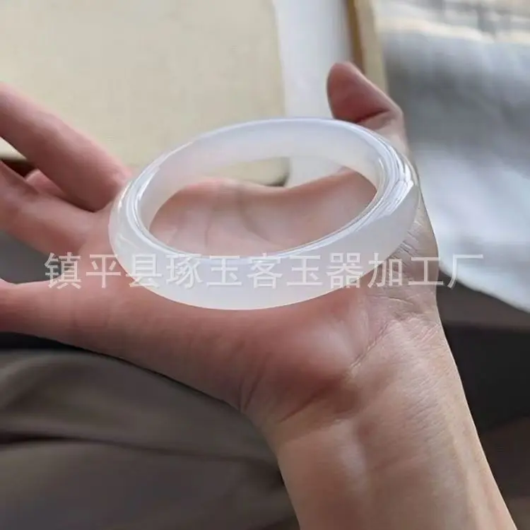 سوار من اليشم والحجر الطبيعي النقي باللون الأخضر الجليدي، لوحة حبر بدون لون، ظلال ثلج Danqing باللون الرمادي، هدية مثالية للنساء #3