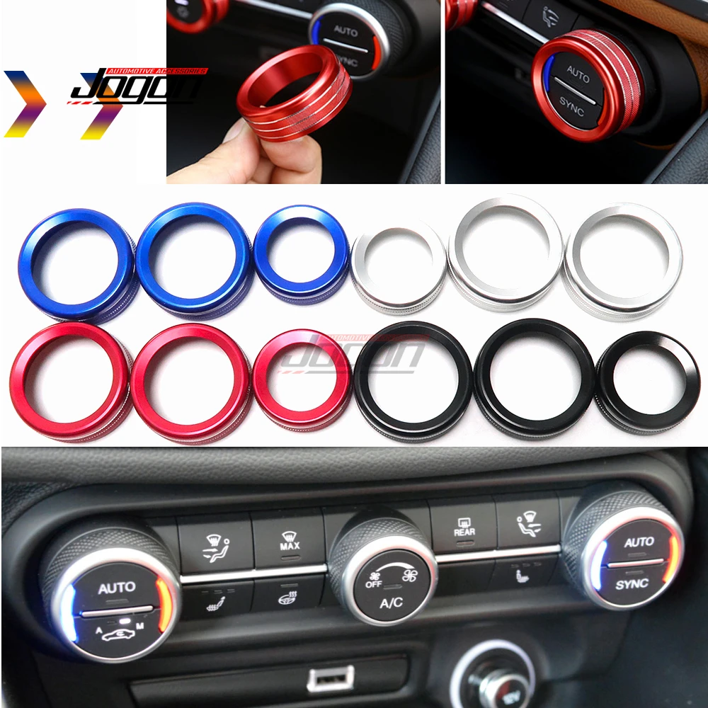 3PCS For Alfa Romeo Stelvio Giulia 2017-2020 Car Interior Central Control Air AC Condition Switch Knob Ring Sticker Accessories