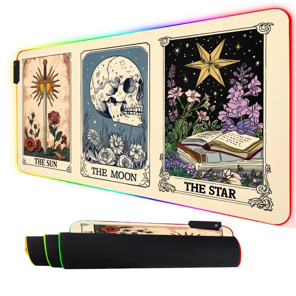

RGB Mouse pad Creative card pattern gaming mat rubber anti-slip Desk Mat LED glow Gaming keypad mousepad gamer pc accessories