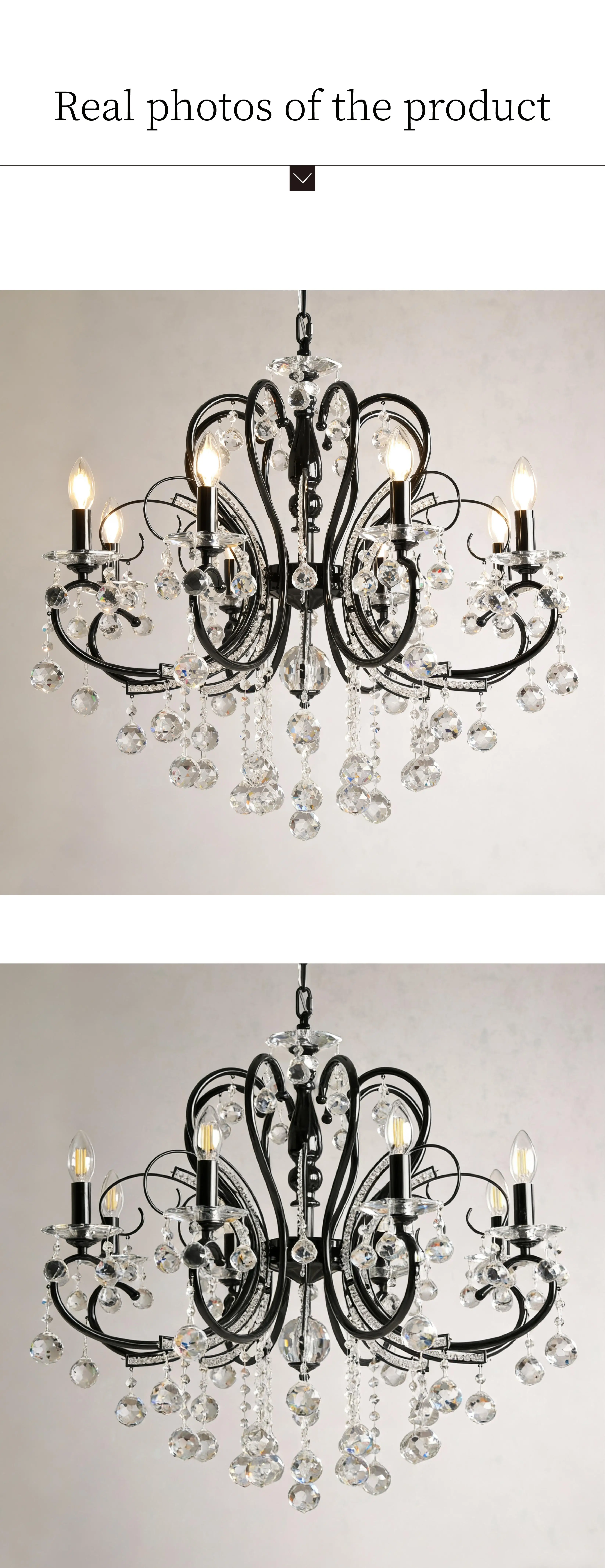 American Black Iron E14 Candle LED Chandelier