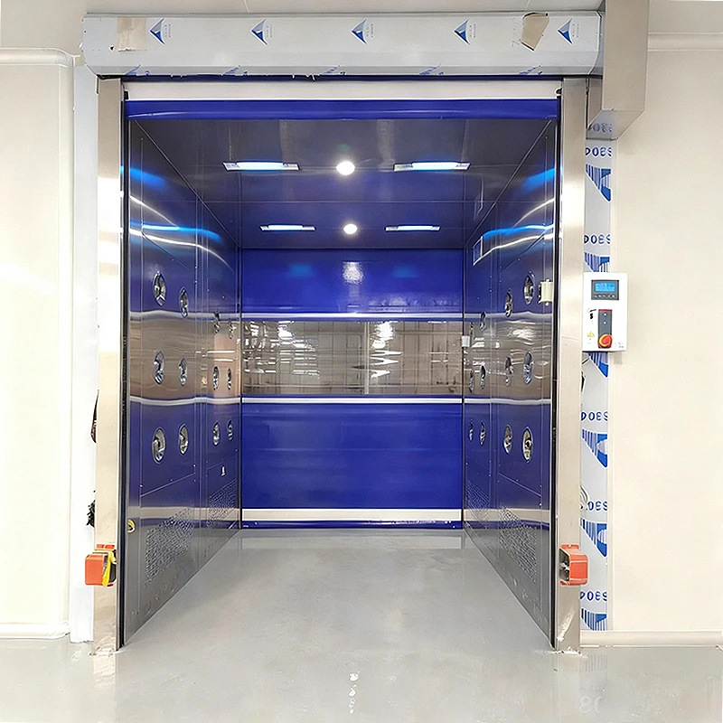 COOFULL Roller Shutter Door Air Shower 304 SS ISO Certified Fast Blow HEPA Filter for Large Goods Logistics Warehouse Clean Area