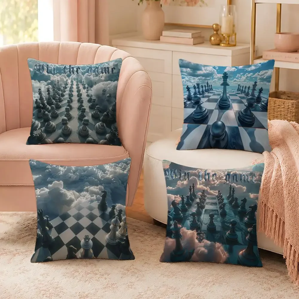 Classic Chess Cushion Cover Custom Plush Pillow Cover Soft Cloud Comfort for Sofa Bed Couch