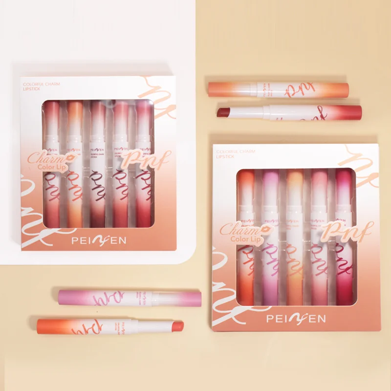 Set di rossetti opachi a lunga durata 5 colori Lip Gloss Pastello Rossetto Rubino Rosso Nudo Marrone profondo Prugna Impermeabile 24 ore Trucco labbra Regalo