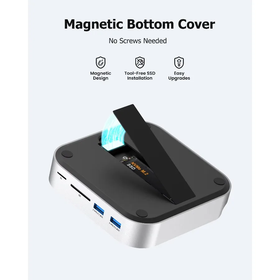 USB C Hub Docking Station For Mac Mini M4 Splitter M2 SSD Enclosure Hard Drive Case SD/TF4.0 Port Expansion Stand MiniLink Typec