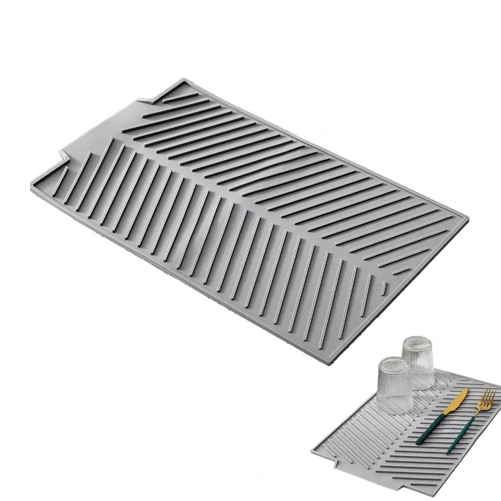 ملحقات حوض المطبخ حصيرة تصريف سيليكون غير قابلة للانزلاق لطاولة المطبخ مع وسادة تجفيف مقاومة للحرارة مدمجة للحوض