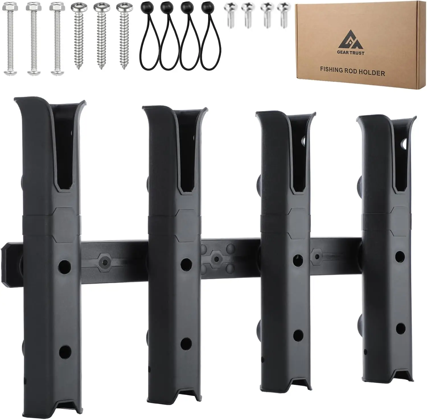 

4 Tube Fishing Rod Holder, Adjustable Wall Mount for Boat, Truck, Garage, Kayak, Cooler