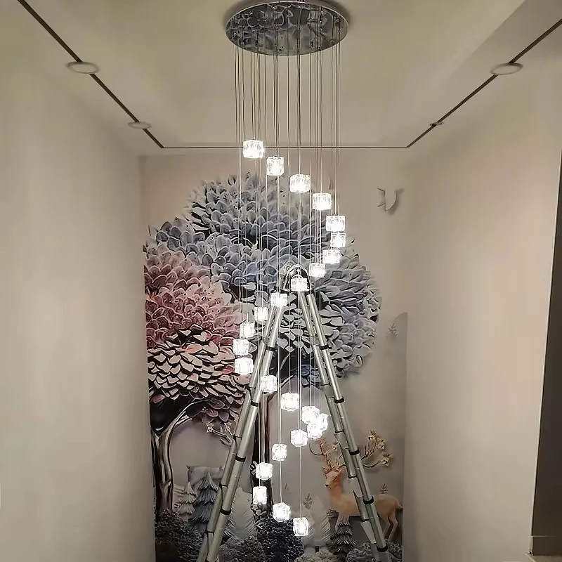 

Hotel Lobby Luxury Chandelier Magic Cube Bedside Droplight Dinning Table Lighting Crystal Block Stair Space Luxury Hanging Lamps