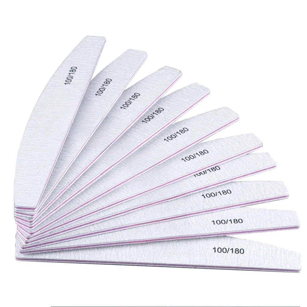 

10Pcs/Lot 80/100/150/180/240 Grit Limas Trimmer Lime Nail Art Ongle Manicure Tool Nail File Buffer Double Side Nail Files Buffer