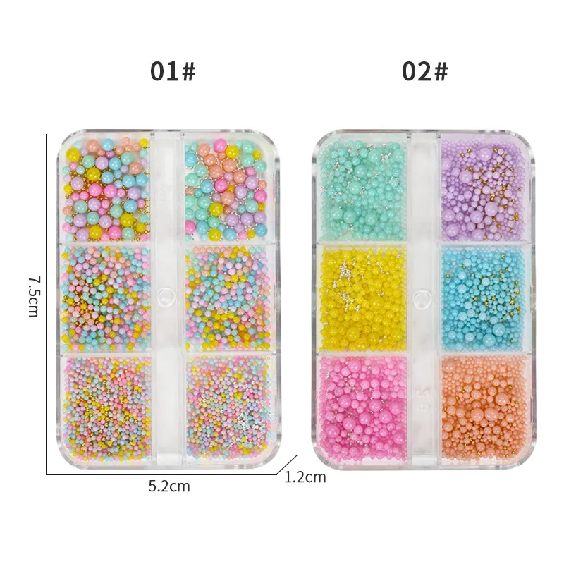 6 griglie/scatola Macaron perline colorate Mini decorazioni per unghie 3D Mix Size resina rotonda iridescenza Charms per unghie Manicure strass % *