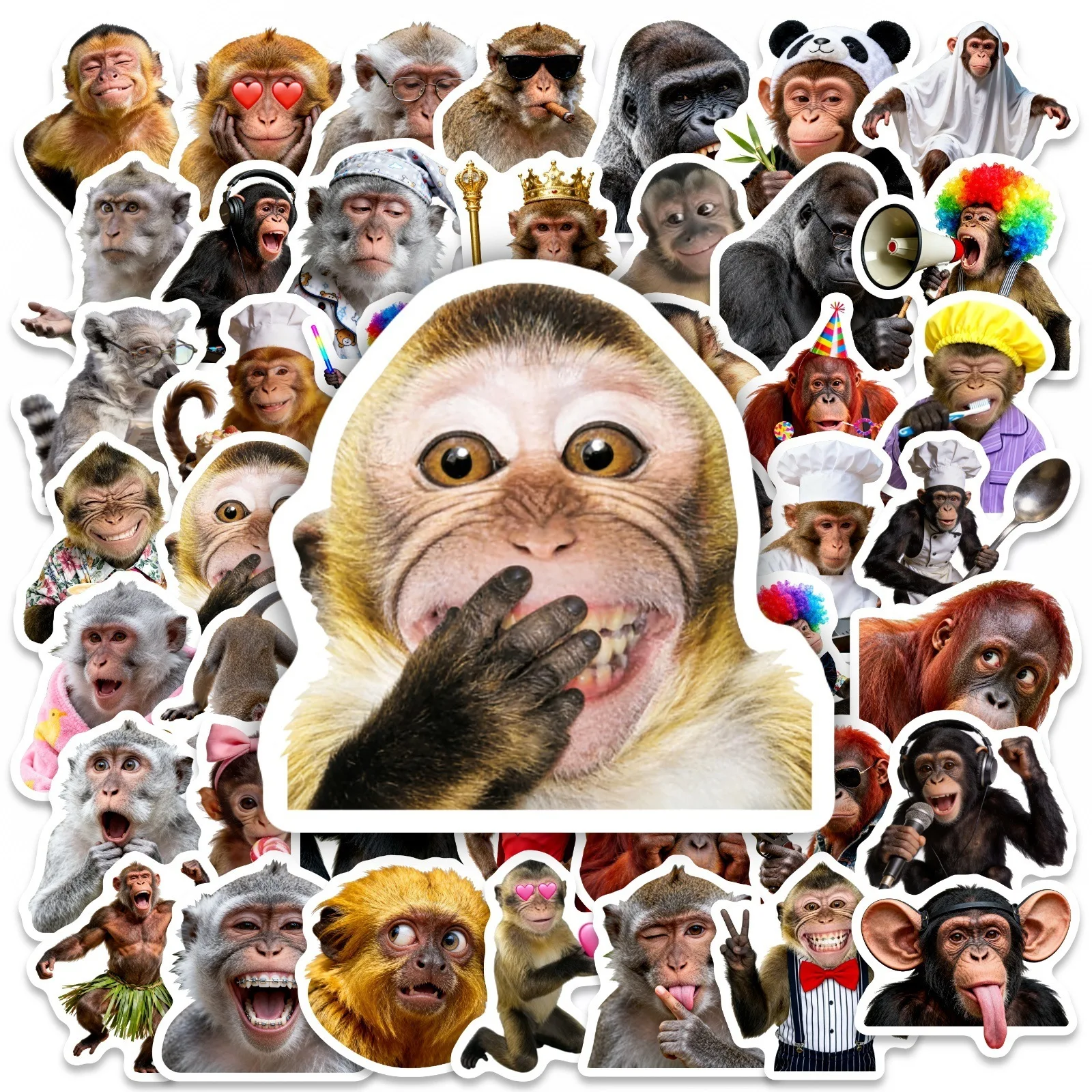 

Набор из 50/100 забавных наклеек с мордочками обезьян, водонепроницаемые, для телефона, шлема, автомобиля, скейта, скрапбукинга, ноутбука, декоративные стикеры