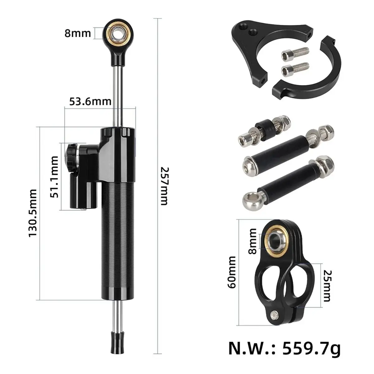 ABME New Scooter Steering Damper Bracket Kit for G3Pro 2024 Adjustable Electric Scooter Steering Damper
