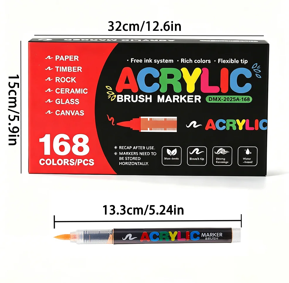 24/36/48/72 Farben/Set Acrylmarker Pinselstift Malstift zum Ausmalen DIY Graffiti Kunstgestaltung Schul- und Bürobedarf – Detail 1