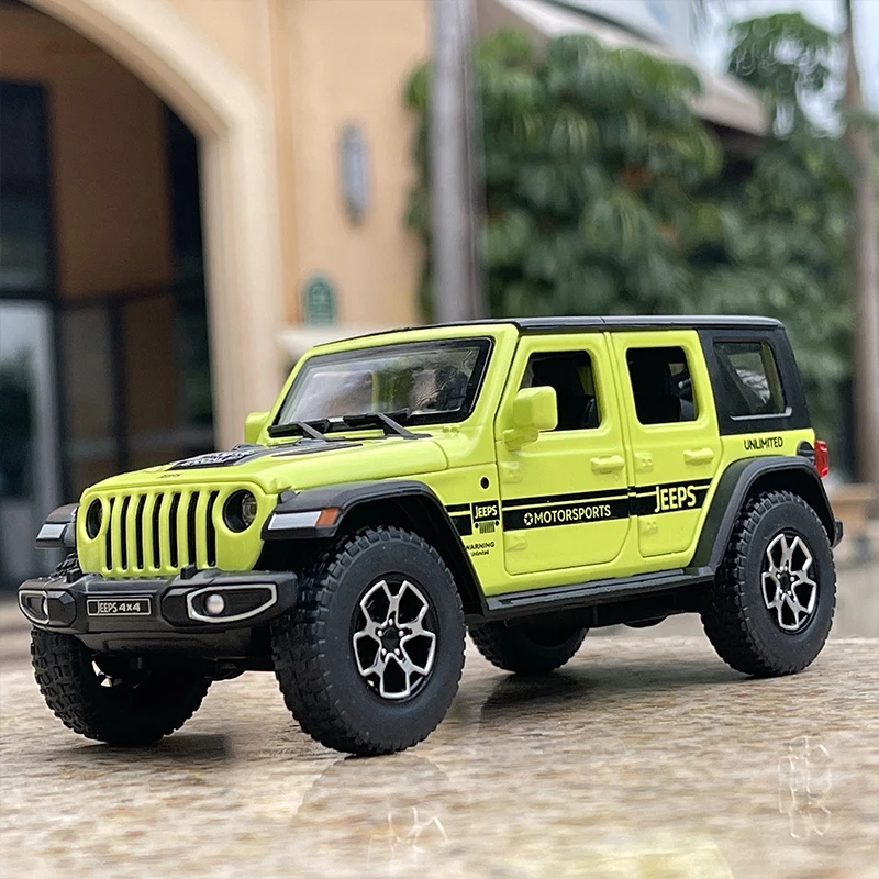 1:30 Jeeps Wrangler Rubicon Alloy Car Model Diecasts Metal Off-road Vehicles Car Model Simulation Sound Light Childrens Toy Gift