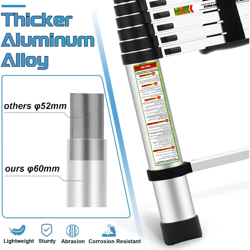 سلم تصغير من الألومنيوم عالي التحمل بطول 8.5 قدم، أقدام غير قابلة للانزلاق، سعة 330 رطل للمركبات الترفيهية والعثية والوصول إلى السقف والاستخدامات المتعددة