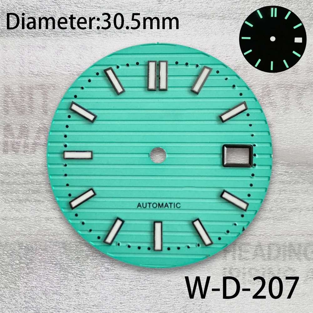 30.5mm S Logo Dial Fit NH35/NH36/4R/7S Movement Green Luminous Stripe High Quality Dial Watch Modification Accessories