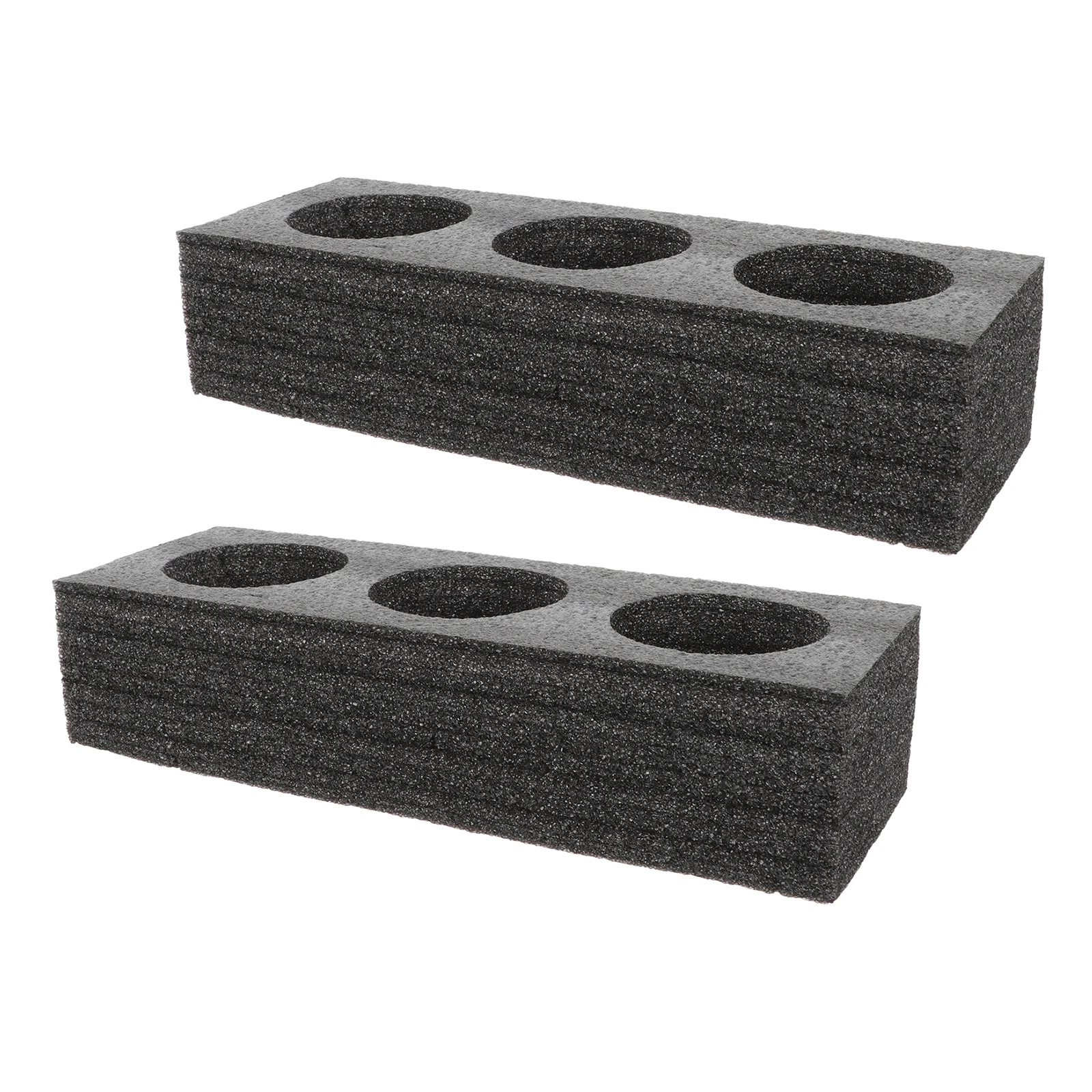 

2Pcs Cup Holder Black 3-Hole Pearl Cotton Tray Fast Food Beverage Packing Rack Takeout Carriers Milk Tea Coffee Secure Storage