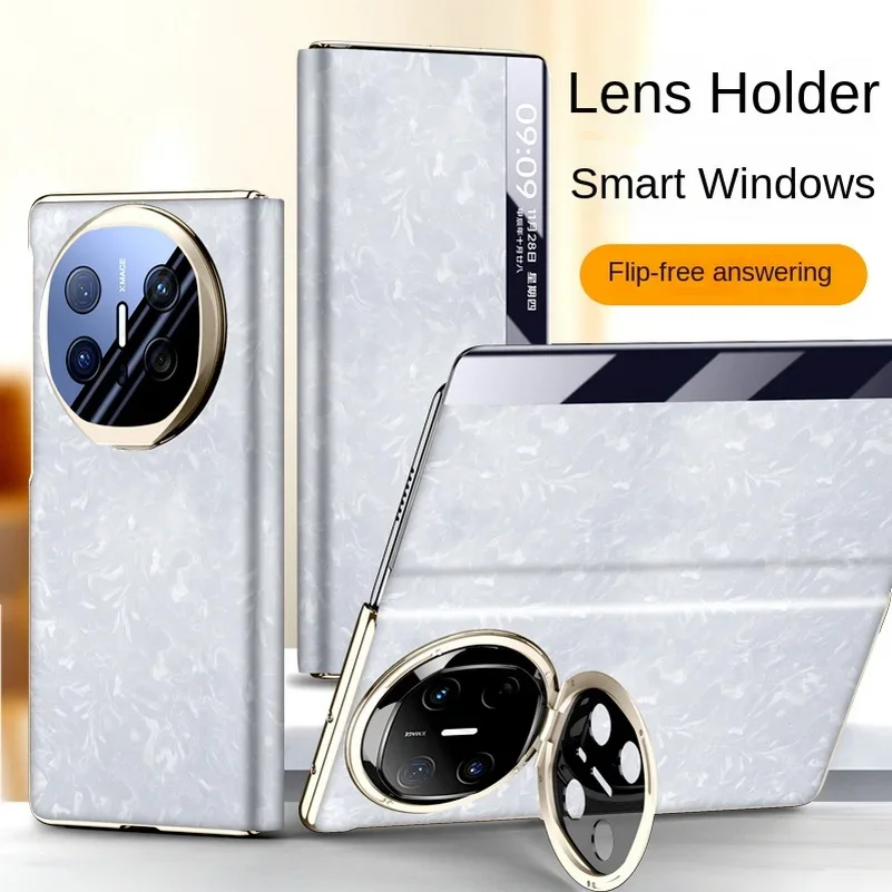

Luxury Leather Smart Window Smart Sleep Magnetic Lens Holder Protect Case For Huawei Mate X6 All-inclusive Cell Phone Back Cover