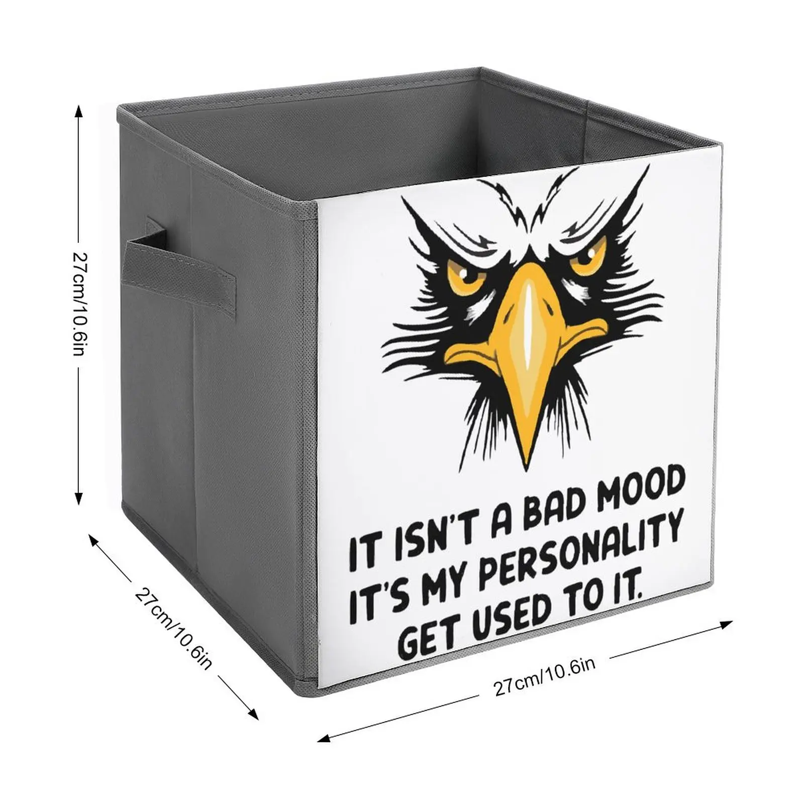 Storage Bins Bad Mood Eagle Attitude Essential Folding Storage Box Organizer Division Convenient Outdoor Storage Casual Graphic