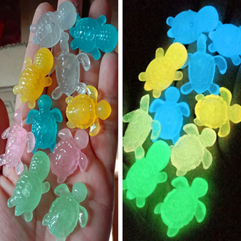 10Pcs Cartoon Luminous Small Turtle Micro Landscape DIY Resin Craft Color Mixed Potted Mini Fairy Garden Dollhouse Ornaments