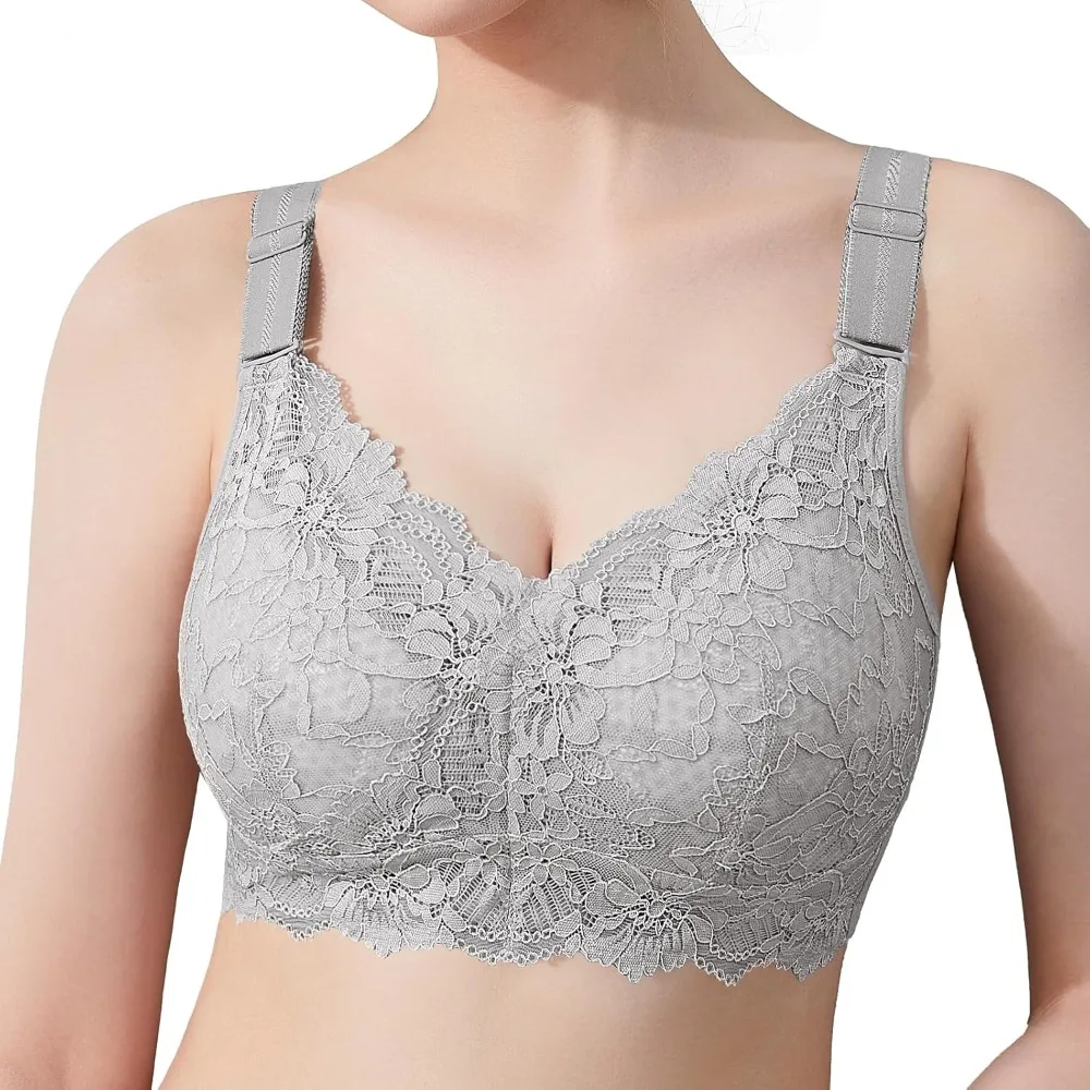

Fashionable Lace Bras Full Coverage Wireless Women's Comfortable Breathable Honeycomb Inner Pad
