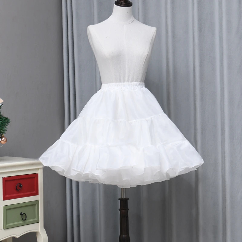 Eleganter Petticoat-Rock, Vintage-Tutu, Krinoline-Faltenrock, Unterrock im Lolita-Stil, Schwarz, 2-lagiger Tüll, einlagiges Futter – Detail 1