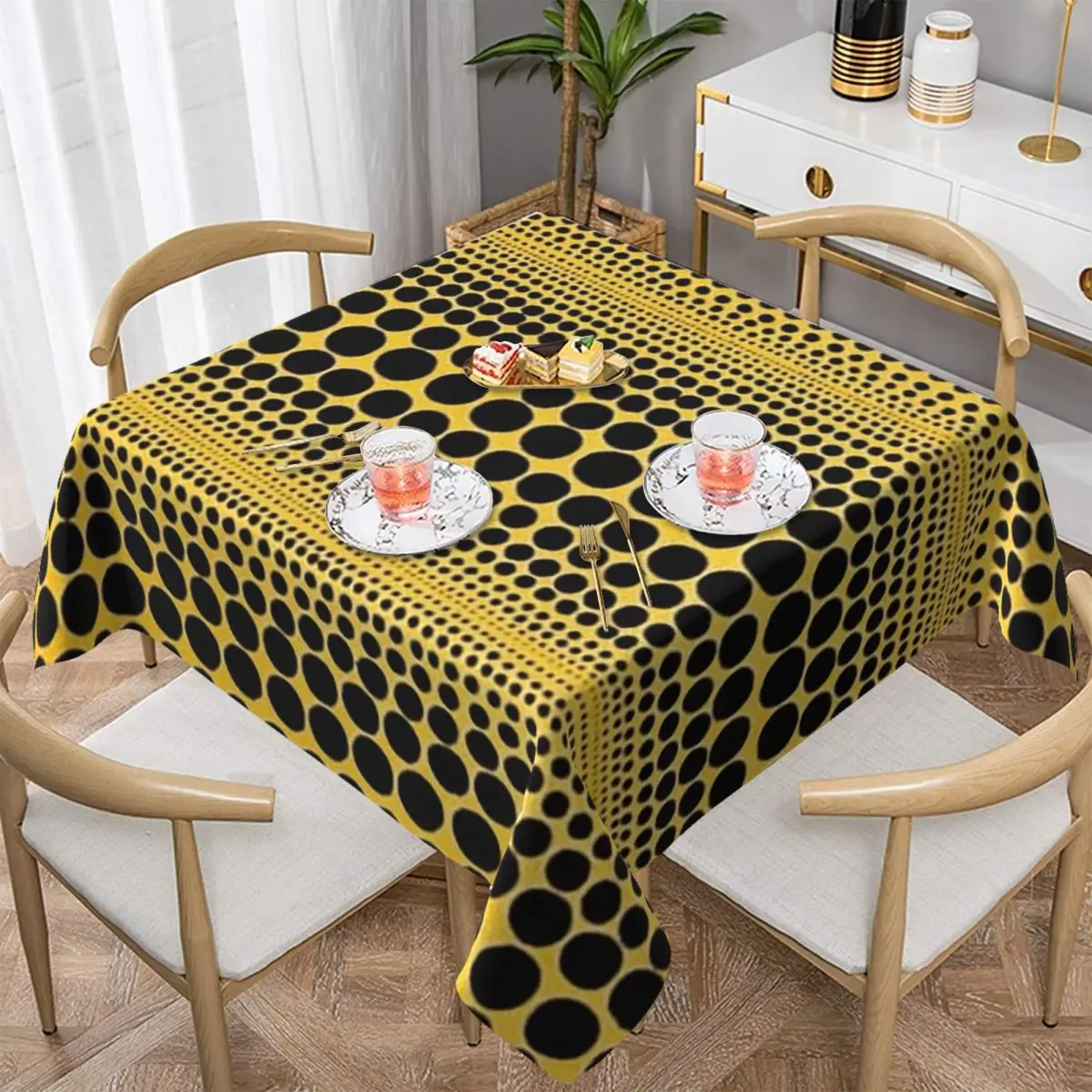 

Yayoi Kusama Pumpkin Abstract Art Waterproof Square Tablecloth Oilproof Table Cloth for Kitchen Events Dining Table Cover