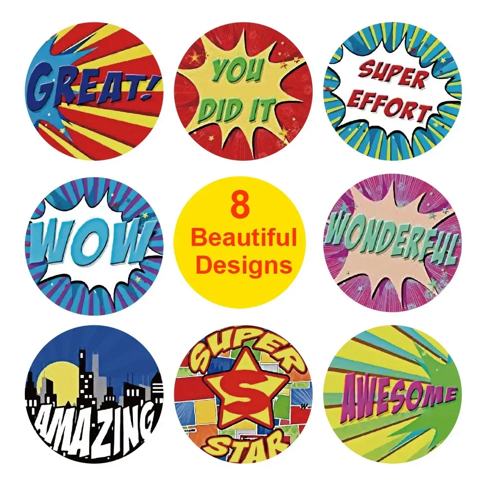 Super Hero Reward Stickers Stickers 8 Encouragement Designs Scrapbooking Paper Seal Students Kids Stationery Sticker