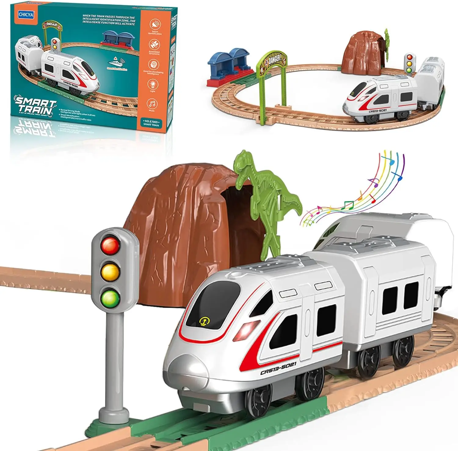 High Speed Railway Track Playset for Kids Battery Powered Train Sets Electric Bullet Trains Toy with Sound and Light Boys Gift