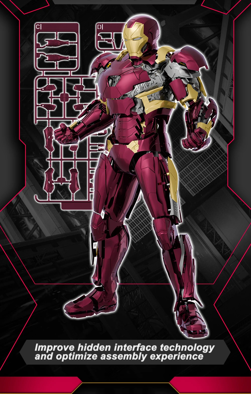 Fondjoy Anime Figure Iron Man MK46 Model Kit 1/12 Infinity Saga Ironman Mark 45 Mark 46 Assembly ABS Joint Movable Kids Toy Gift