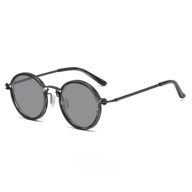 Homens óculos luxo design metal redondo frame sol óculos mulheres retro UV400 tons clássico eyewear