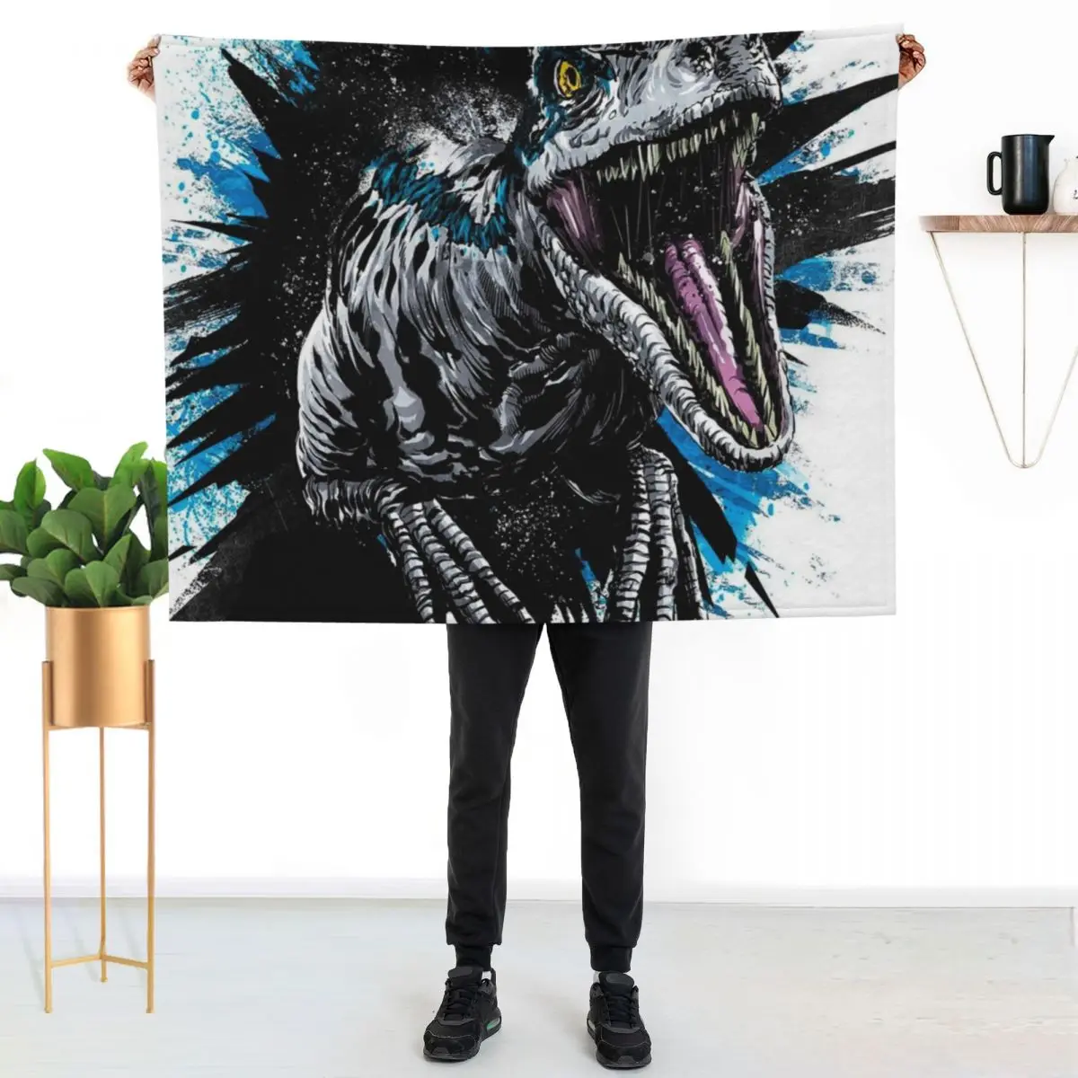 Velociraptor Art Throw Blanket Thermal Cute Plaid Thins Picnic Summer Sofa Blankets