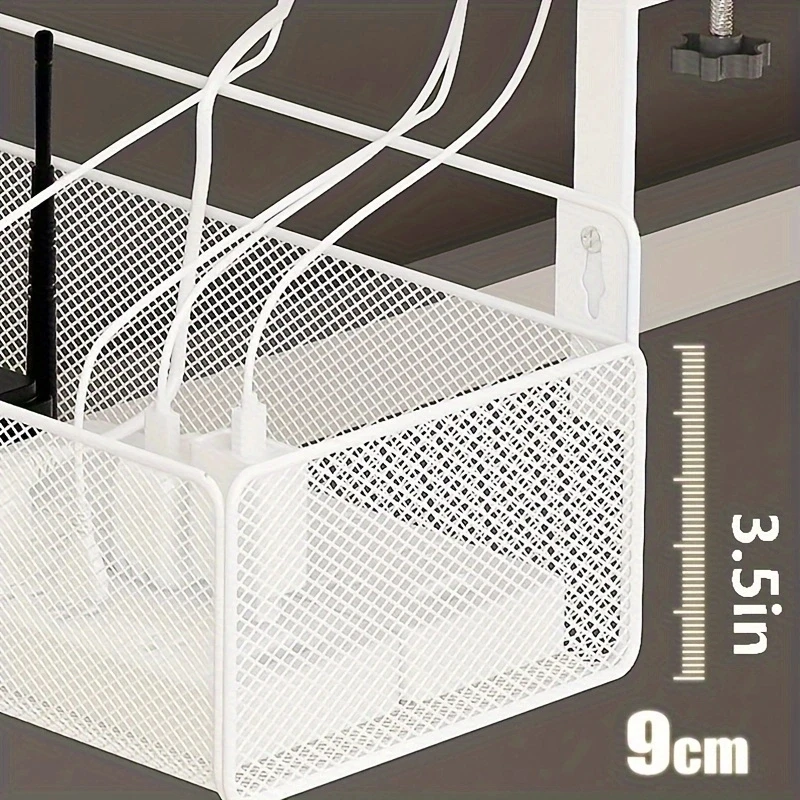 Under Desk Cable Management Tray No Drill Metal Mesh Cable Management Under Desk with Clamp Mount