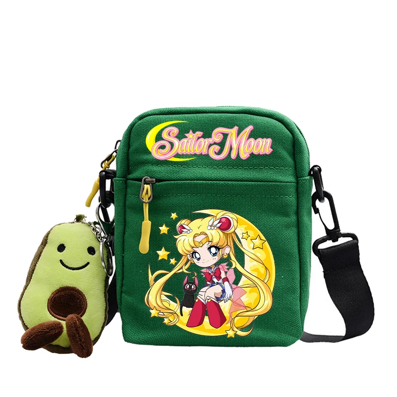 Sailor Moon Shoulder Bag Kawaii Cartoon Pattern Square Crossbody Bag Cute Children Portable Outdoors Sports Satchel Travel Bags