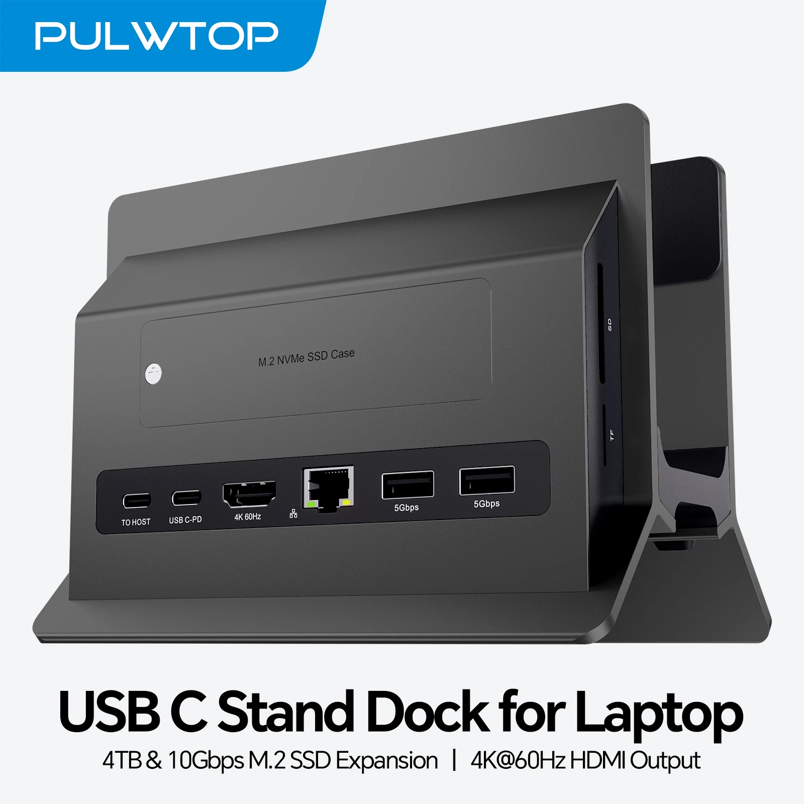 

Док-станция PULWTOP MacBook с расширителем SSD M.2, HDMI 4K, RJ45, 2 USB C 10 Гбит/с, USB-C для полнофункциональных ноутбуков Type-C