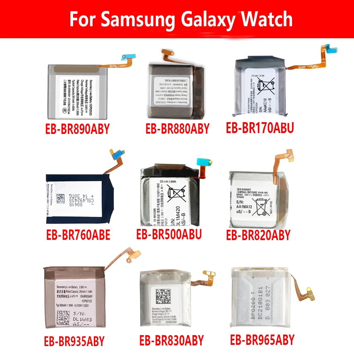 EB-BR760ABE EB-BR860ABY EB-BR870ABY EB-BR880ABY EB-BR890ABY Battery for Samsung Galaxy Watch4 40mm 44mm Classic 42mm 46mm Tools