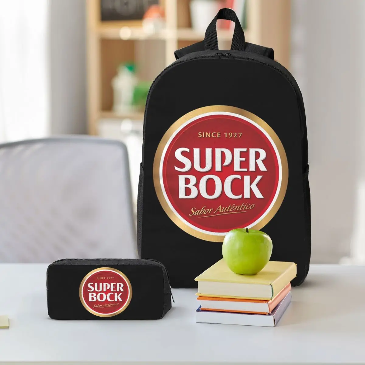 Super Bock Since 1927 Backpack Student BookBag School Bag Shoulder Bags 3ps Insulated Lunch Bag Pencil Case
