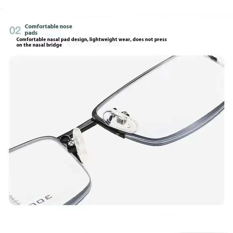 Speicher Titan Legierung Sonne Übergang Photochrome Progressive Lesebrille Männer Anti-blau Licht Multifokale Presbyopie Brille – Detail 10