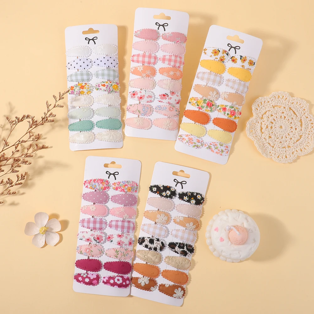RAINBOW BOWS 16Pcs Sweet Mini Hair BB Hairclips Set Lovely Childrens Hairbangs Barrette Fresh Printing Hairgripes Gift Set