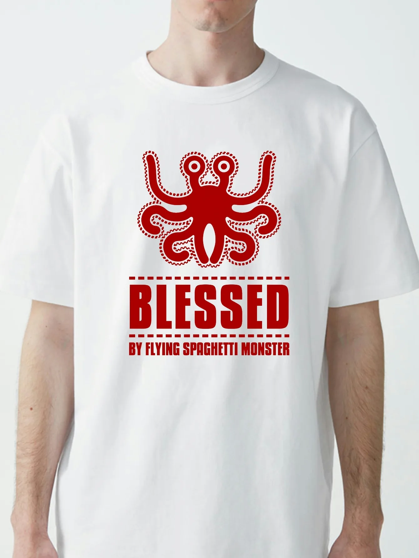 

Funny Flying Spaghetti Monster Blessed By FSM T-Shirt Unisex Cotton Humor Streetwear Loose Tee