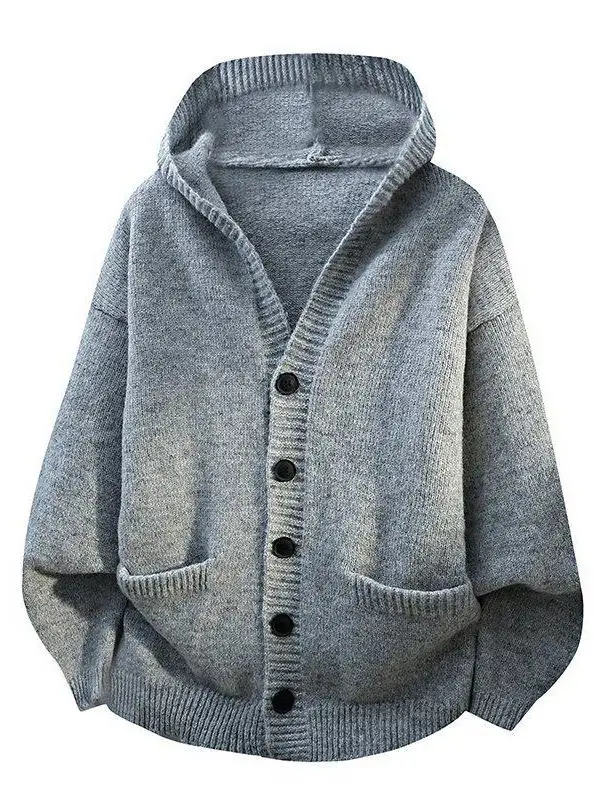 

American Sle Hooded Cardigan Sweater Men's Loose Thi Warm Knitted Winter Outerwear for Teenagers New Arrival 2026