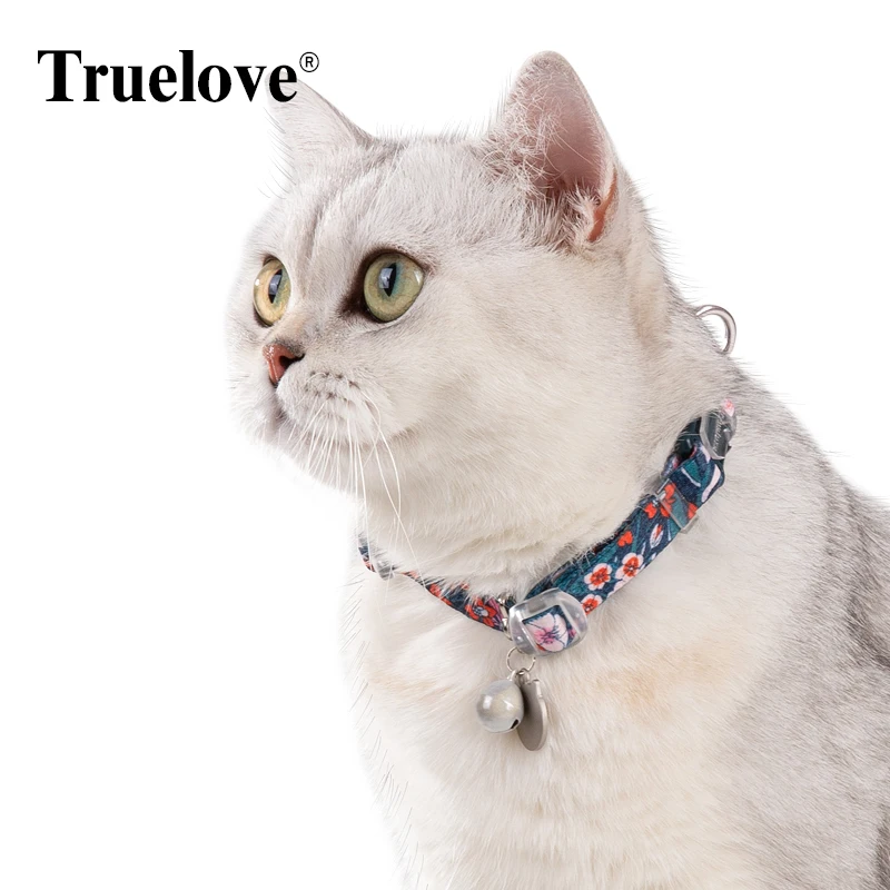 Truelove Pet Floral Collar with Bell Puppy Kitten Nameplate Necklace Cat and Dog Pet Supplies British Shorthair ChihuahuaTLC5312