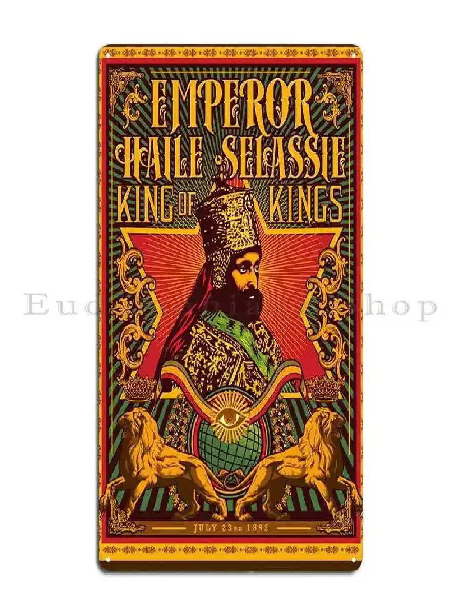 Vintage Emperor Haile Selassie Metal Tin Sign  Unique Wall Decor Poster for Living Room Pub Bar or Club  Distinctive Home Decor